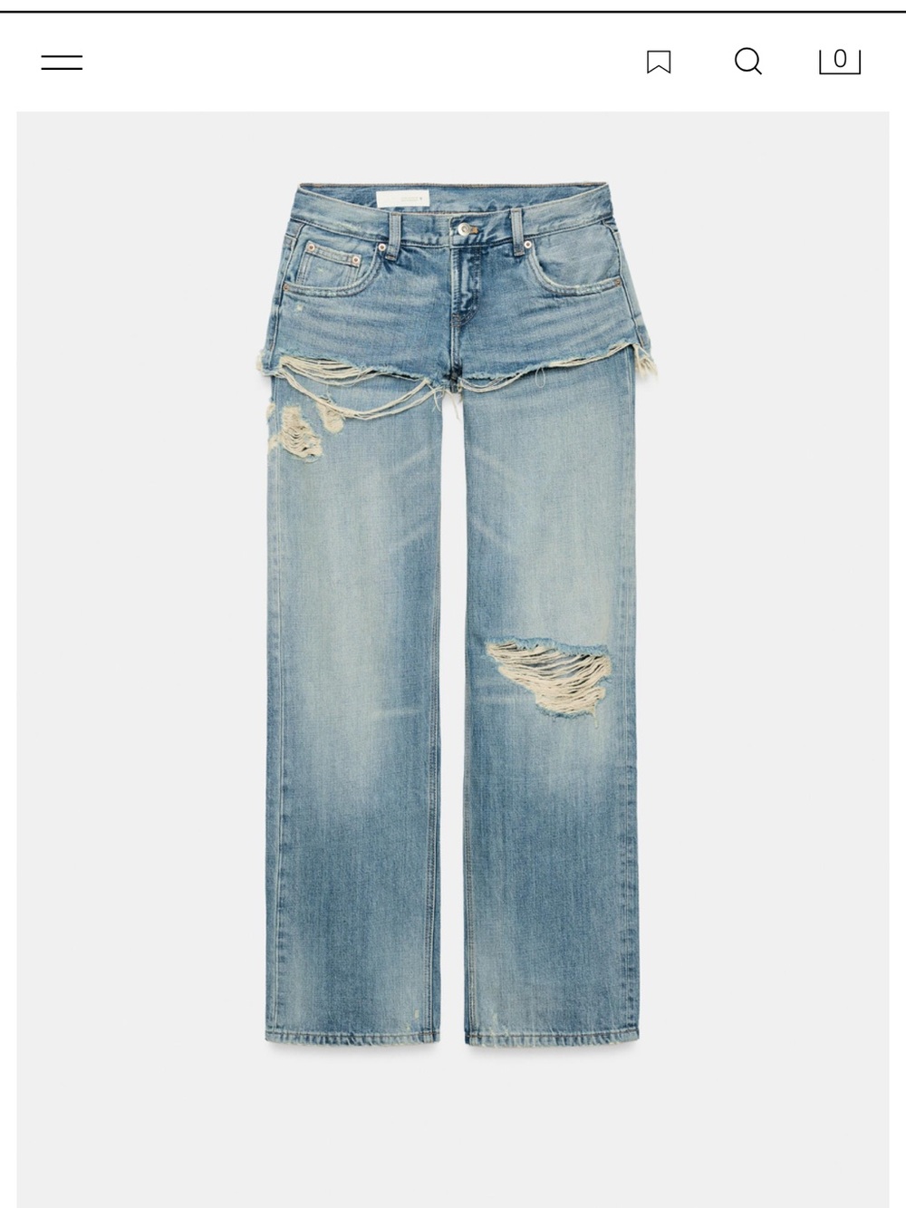Zara Light Blue Distressed Boot-Cut Jeans